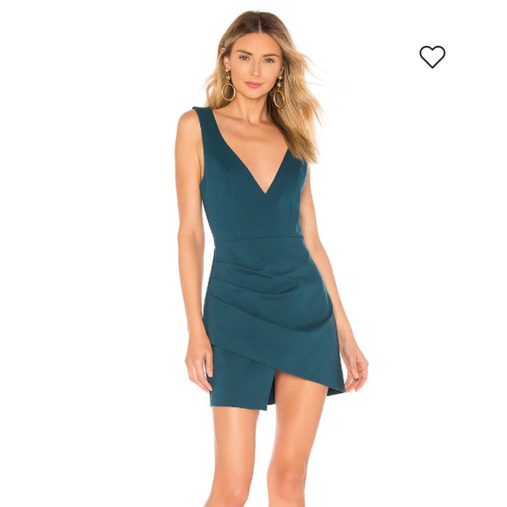 Revolve Teal Surplice Mini Dress (Size S)